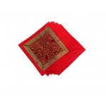 Indian Silk Table Runner with 6 Placemats & 6 Coaster in Red Color Size 16x62